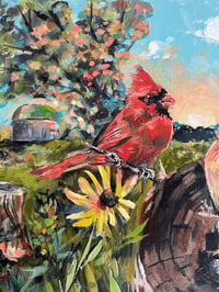 Image 5 of Waiting – Northern Cardinal Painting