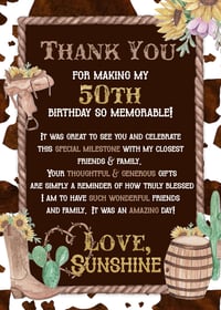 Western Themed Thank You Card