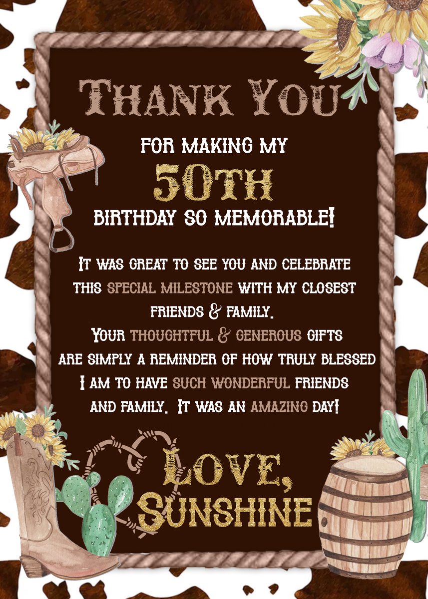 Western Themed Thank You Card | Paper Fox Prints