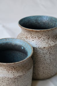 Image 2 of Pair of Speckled Teal Vases