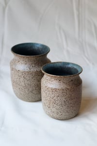Image 1 of Pair of Speckled Teal Vases