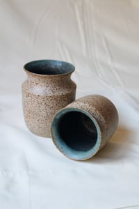 Image 5 of Pair of Speckled Teal Vases