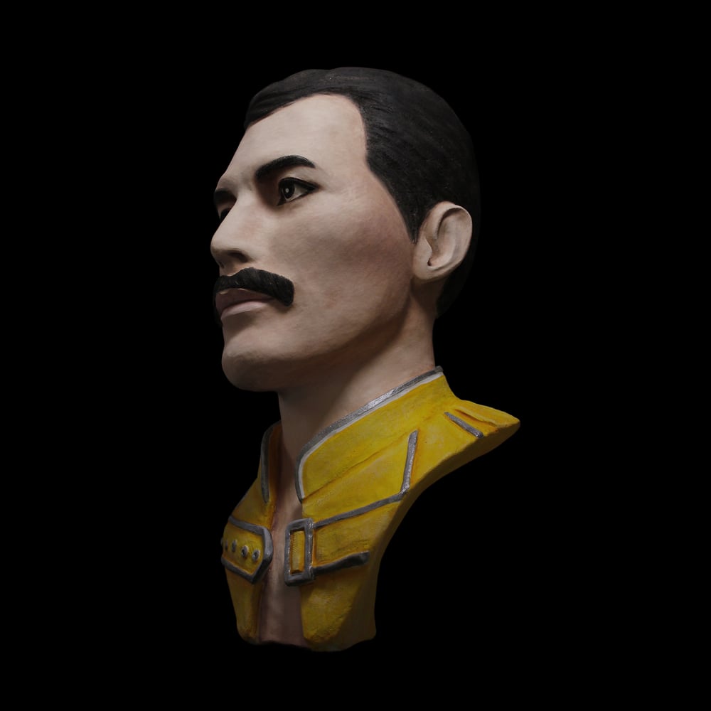 Freddie Mercury - Hand Painted Clay Bust Sculpture