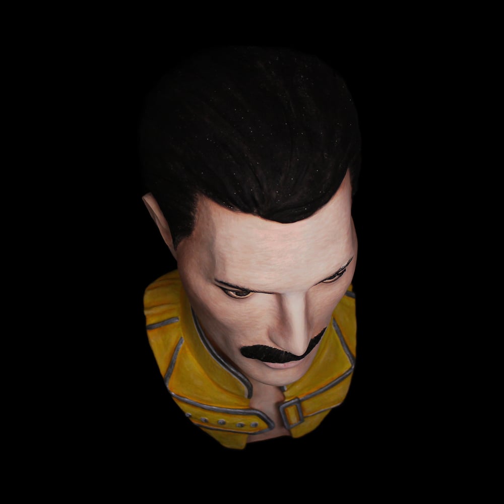 Freddie Mercury - Hand Painted Clay Bust Sculpture