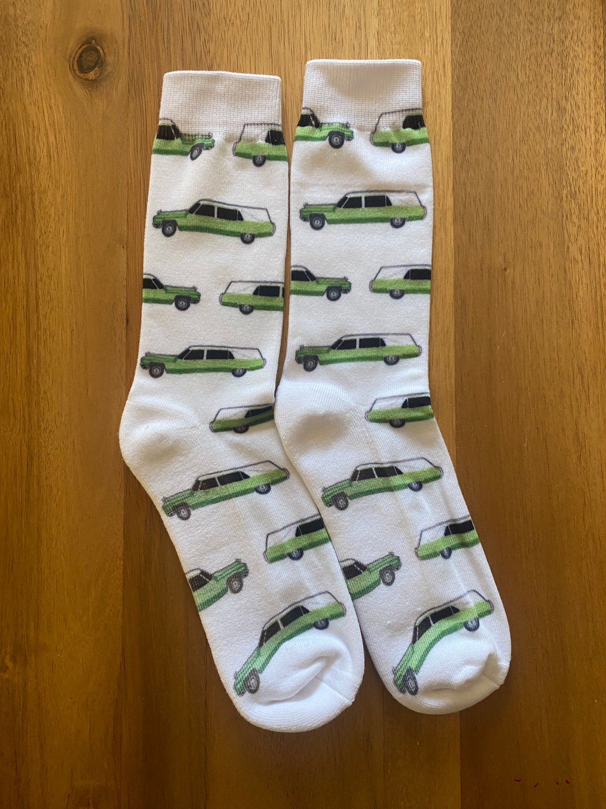 Image of Six Feet Under - Green Hearse SOCKS (Claire Fisher Tribute!)