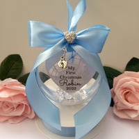 Image 1 of Beautiful Personalised Baby Ornament,New Baby Bauble,First Christmas Bauble,1st Christmas Memory