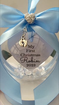 Image 3 of Beautiful Personalised Baby Ornament,New Baby Bauble,First Christmas, 1st Christmas Memory Bauble