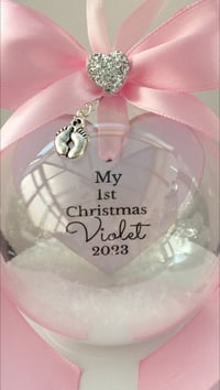 Image 2 of Beautiful Personalised Baby Ornament,New Baby Bauble,First Christmas, 1st Christmas Memory Bauble