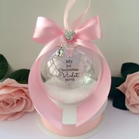 Image 1 of Beautiful Personalised Baby Ornament,New Baby Bauble,First Christmas, 1st Christmas Memory Bauble