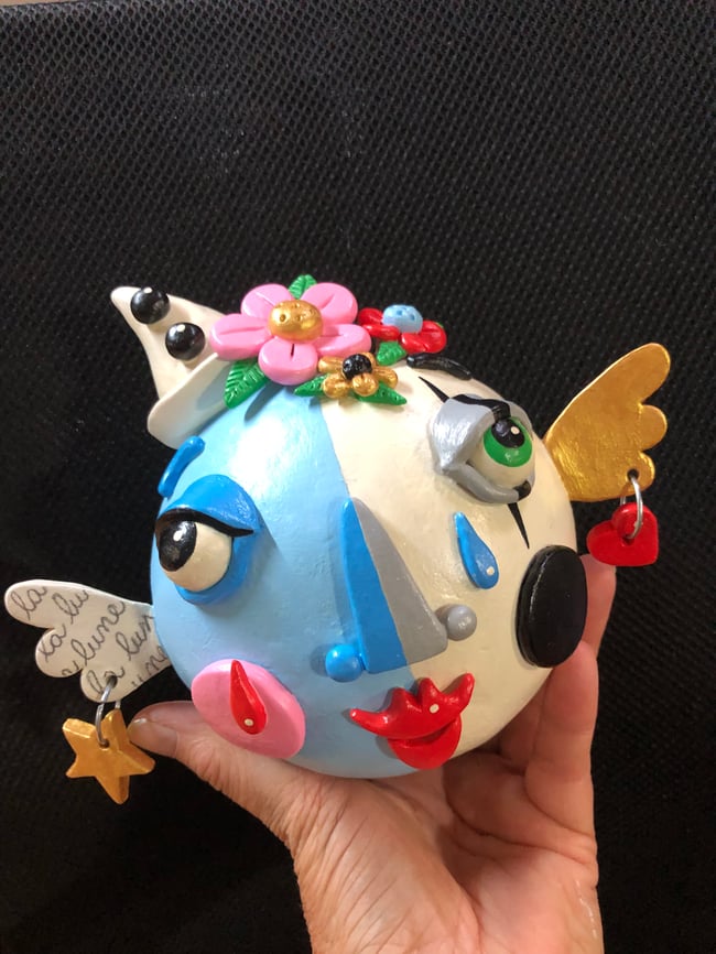 Super Blue Moon Clay Sculpture