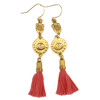 LAST PAIR - Gold Ishtar Coral Tassel Earrings 