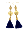 Ltd Ed - Gold Ishtar Indigo Tassel Earrings 