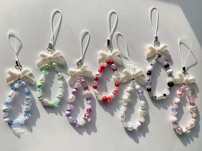 bow beaded phone charms