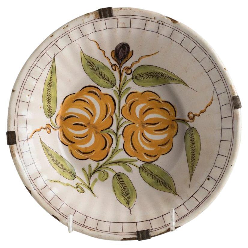 Image of Antique Rustic and Elegant 19th century Spanish porcelain decorative plate