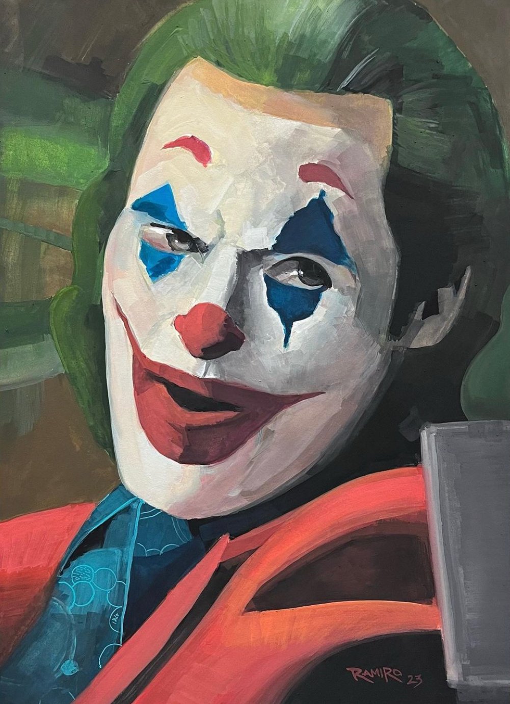 Image of "Joker", Gouache on Illustration Board by Ramiro 