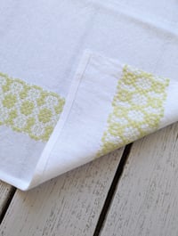 Image 2 of Handwoven Organic Cotton Linen Tea Towel Coastal #4