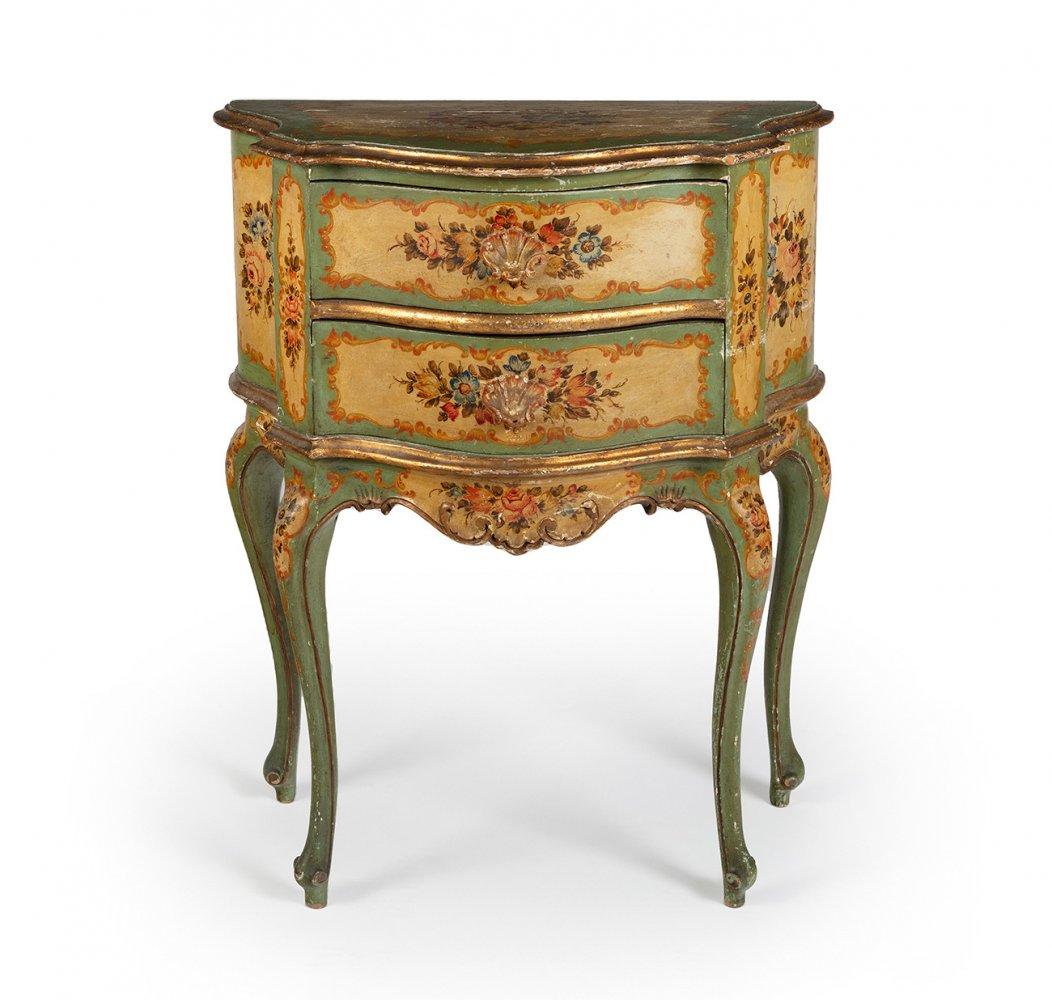 Image of Intricate and Beautiful antique hand-painted Small Commode in Rococo manner