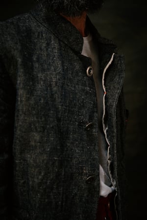 Image of Chinwest Jacket Blue Black linen 