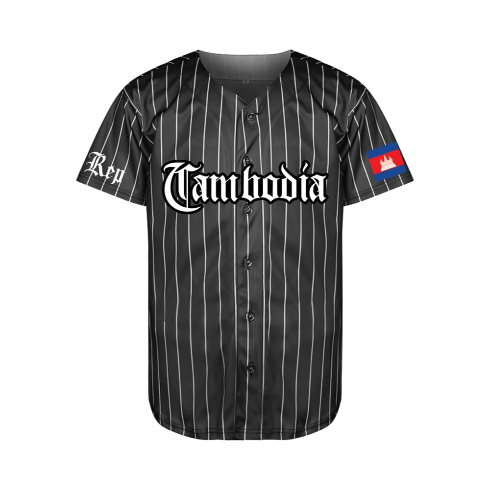 Image of Black/White Pinstripe Baseball Jersey   