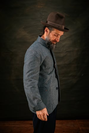 Image of Chinwest Jacket BlueGrey Herringbone