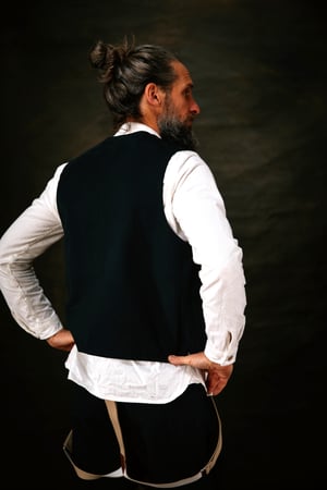 Image of Crompton Zip Gilet - Black twill 