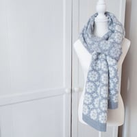 Image 1 of Handwoven Merino Wool Scarf Floral Handmade