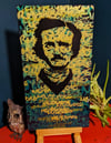 Edgar Allan Poe original painting - graffiti gold/turquoise