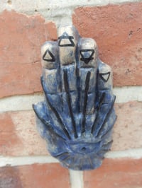 Image 2 of Cobalt ALL SEEING HAND CERAMIC WALL ART JOSS STICK HOLDER