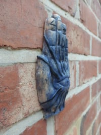 Image 3 of Cobalt ALL SEEING HAND CERAMIC WALL ART JOSS STICK HOLDER
