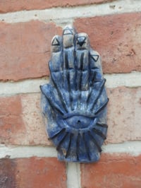 Image 4 of Cobalt ALL SEEING HAND CERAMIC WALL ART JOSS STICK HOLDER