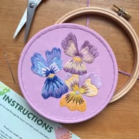 Image 1 of Pansies 5" Botanical Embroidery Kit 