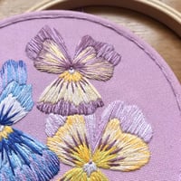 Image 4 of Pansies 5" Botanical Embroidery Kit 