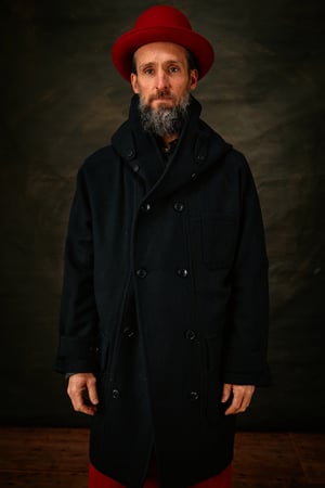 Image of FISHERMAN COAT Black wool £580.00