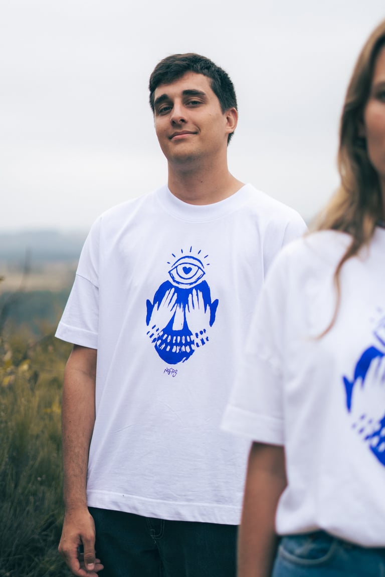 T-shirt Blanc / Bleu