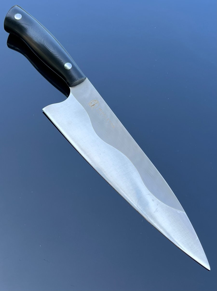 Image of 8” chef knife with black g10