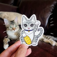 Image 1 of Lucky Cat Dennis Vinyl Sticker