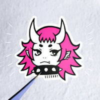 Pink Oni Punk Vinyl Sticker