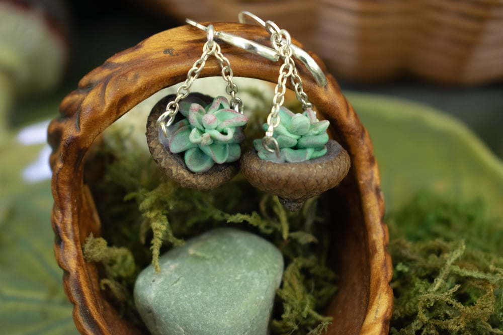 Image of Succulent Fairy Pots Earrings 