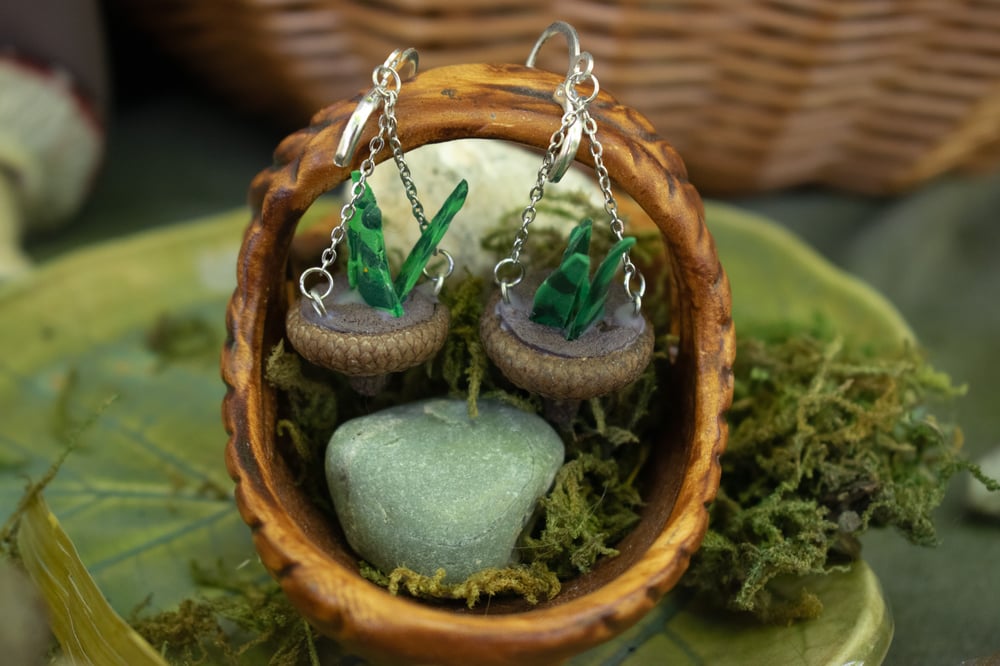 Image of Snake Plant Fairy Pots Earrings