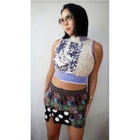 Image 2 of purple lightweight patchwork turtleneck adult m/l courtneycourtney top cropped sweater vest tank