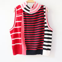 Image 1 of superstripe red patchwork turtleneck adult L large courtneycourtney top cropped sweater vest tank
