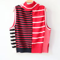 Image 3 of superstripe red patchwork turtleneck adult L large courtneycourtney top cropped sweater vest tank