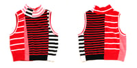 Image 5 of superstripe red patchwork turtleneck adult L large courtneycourtney top cropped sweater vest tank