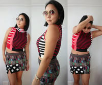 Image 4 of superstripe red patchwork turtleneck adult L large courtneycourtney top cropped sweater vest tank