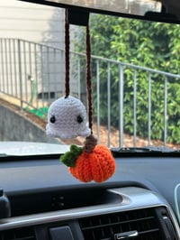 Image 2 of Spooky Ghost and Pumpkin car buddy