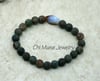 Tibetan Green Agate and Fire Agate Stretch Healing Bracelet, Aires Bracelet