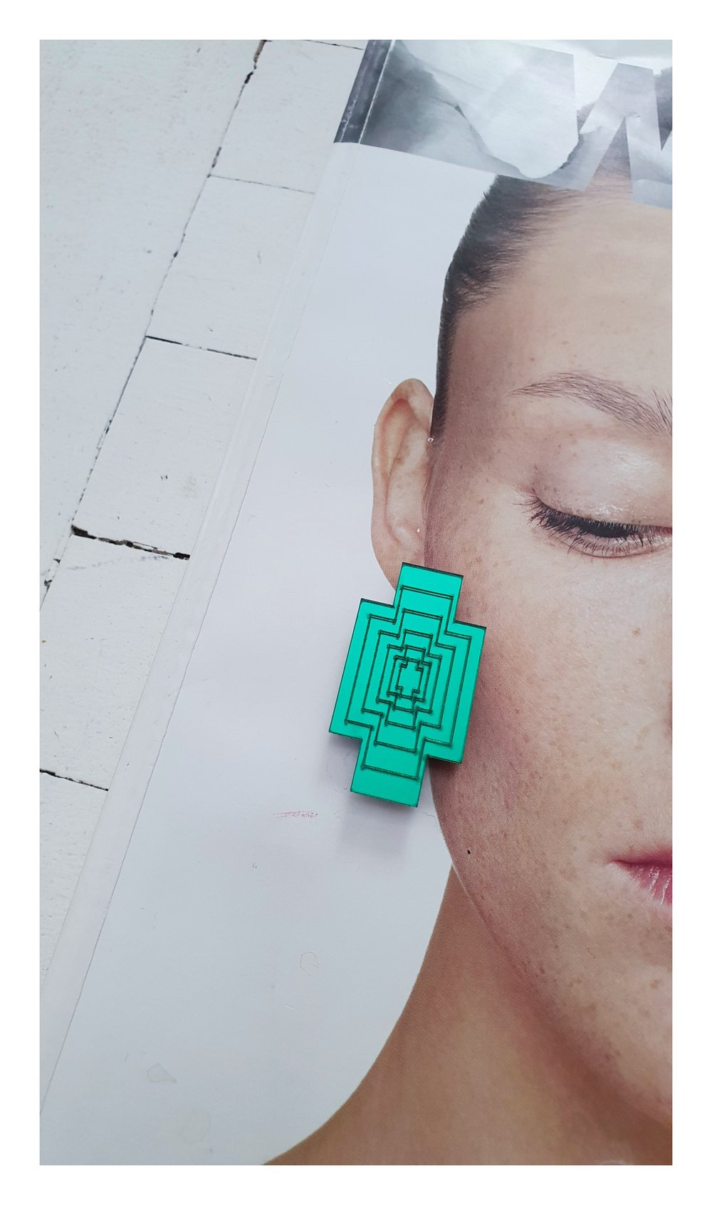 ZELENI enojni uhani GOTIK .2 / GREEN single earrings GOTIK .2