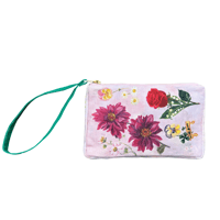 Pink Floral Wristlet Zipper Pouch - Hippy Gardner