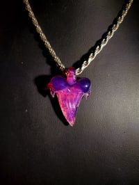 Image 1 of Karmaline & stargazer dichro shark tooth pendant. 