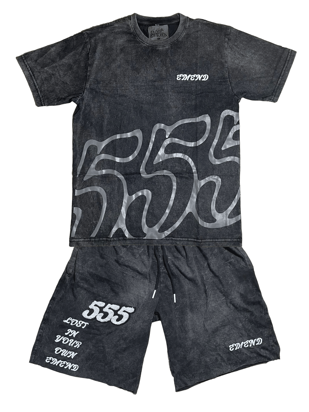 (BUNDLE) WASHED 555 EMEND T-SHIRT+SHORTS